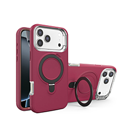 Support Heavy Duty Case with Wireless Charging Kickstand - MAROON for iPhone 17 Pro Max (Only Ground Shipping)
