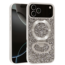 Sparkle Luxury Slim Case with Magnetic Kickstand for iPhone 17 Pro Max (SILVER) (Only Ground Shipping)