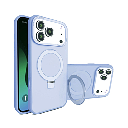 Carbon Wireless Charging Case with Ring Stand - BLUE for iPhone 17 Pro Max (Only Ground Shipping)