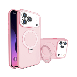 Carbon Wireless Charging Case with Ring Stand - PINK for iPhone 17 Pro Max (Only Ground Shipping)