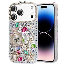 Crystal Flower Perfume Silicone Hard Case - COLORFUL for iPhone 17 Pro Max (Only Ground Shipping)