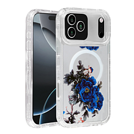 Flower Design Transparent Case with Wireless Charger - Style 2 for iPhone 17 Pro Max (Only Ground Shipping)
