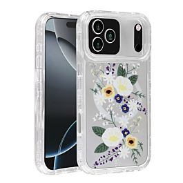 Flower Design Transparent Case with Wireless Charger - Style 3 for iPhone 17 Pro Max (Only Ground Shipping)