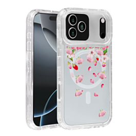 Flower Design Transparent Case with Wireless Charger - Style 6 for iPhone 17 Pro Max (Only Ground Shipping)