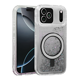 Wireless Charging Protective Glitter Liquid Bumper Case - BLACK for iPhone 17 Pro Max (Only Ground Shipping)