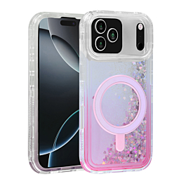 Wireless Charging Protective Glitter Liquid Bumper Case -PINK for iPhone 17 Pro Max (Only Ground Shipping)