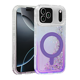 Wireless Charging Protective Glitter Liquid Bumper Case - PURPLE  for iPhone 17 Pro Max (Only Ground Shipping)