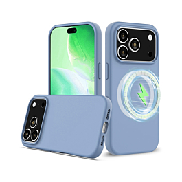 Soft Solid Silicone Case with Wireless Charging - LIGHT BLUE for iPhone 17 Pro Max (Only Ground Shipping)