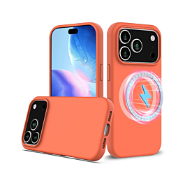 Soft Solid Silicone Case with Wireless Charging - ORANGE for iPhone 17 Pro Max (Only Ground Shipping)