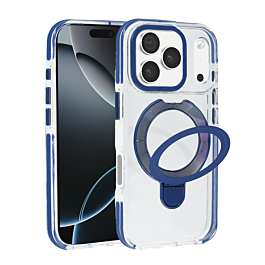 Transparent Case with Wireless Charging Kickstand - BLUE for iPhone 17 Pro Max (Only Ground Shipping)