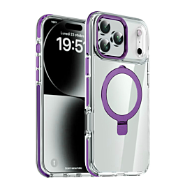 Magnetic Clear Case with Kickstand - PURPLE for iPhone 17 Pro Max (Only Ground Shipping)