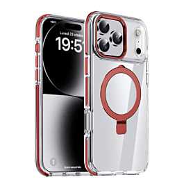 Magnetic Clear Case with Kickstand - RED for iPhone 17 Pro Max (Only Ground Shipping)