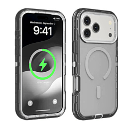 Wireless Charging Transparent Shockproof Case - BLACK for iPhone 17 Pro Max (Only Ground Shipping)
