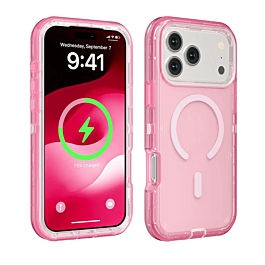 Wireless Charging Transparent Shockproof Case - PINK for iPhone 17 Pro Max (Only Ground Shipping)