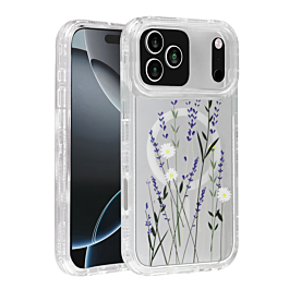 Flower Design Transparent Case with Wireless Charger - Style 4 for iPhone 17 Pro Max (Only Ground Shipping)