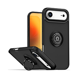 Hard PC Rear / Soft TPU Colorful Border Case with I-ring Holder - BLACK for iPhone Air (Only Ground Shipping)