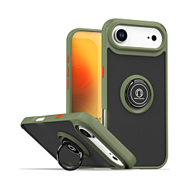 Hard PC Rear / Soft TPU Colorful Border Case with I-ring Holder - NAVY GREEN for iPhone Air (Only Ground Shipping)