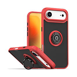 Hard PC Rear / Soft TPU Colorful Border Case with I-ring Holder - RED for iPhone Air (Only Ground Shipping)