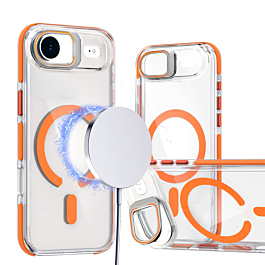 Thin Magnetic Clear Case with Camera Stand Kickstand - ORANGE for iPhone Air (Only Ground Shipping)
