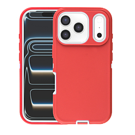 Heavy Duty Case for iPhone 17 Pro (RED & WHITE) (Only Ground Shipping)