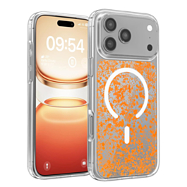 Glitter Transparent Magnetic Cases  - ORANGE for iPhone 17 Pro Max (Only Ground Shipping)