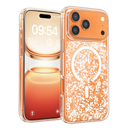 Glitter Transparent Magnetic Cases  - WHITE for iPhone 17 Pro Max (Only Ground Shipping)