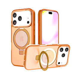 Carbon Wireless Charging Case with Ring Stand - ORANGE for iPhone 17 Pro (Only Ground Shipping)