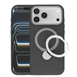 Silicone Magnetic Ring Stand Case for iPhone 17 Pro Max (BLACK) (Only Ground Shipping)