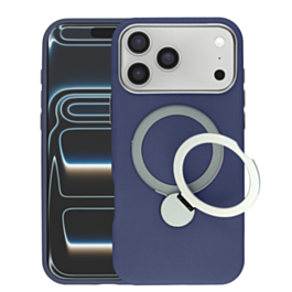 Silicone Magnetic Ring Stand Case for iPhone 17 Pro Max (BLUE) (Only Ground Shipping)