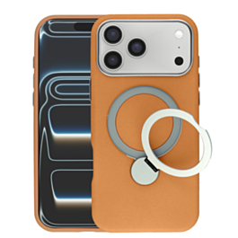 Silicone Magnetic Ring Stand Case for iPhone 17 Pro Max (BROWN) (Only Ground Shipping)