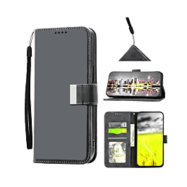 Elegant Leather Wallet Case with Wristlet Strap - BLACK for iPhone 17 Pro (Only Ground Shipping)