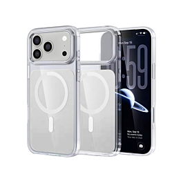 Transparent Magnetic Shockproof Case  - WHITE for iPhone 17 Pro  (Only Ground Shipping)