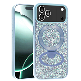 Sparkle Luxury Slim Case with Magnetic Kickstand for iPhone 17 Pro Max (LIGHT BLUE) (Only Ground Shipping)