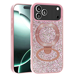 Sparkle Luxury Slim Case with Magnetic Kickstand for iPhone 17 Pro Max (PINK) (Only Ground Shipping)