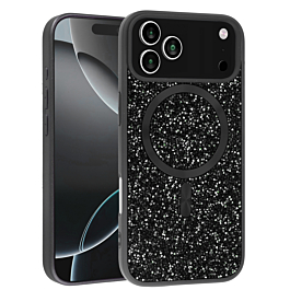 Thin Wireless Charging Bling Diamond Crystal Case - BLACK for iPhone 17 Pro Max (Only Ground Shipping)