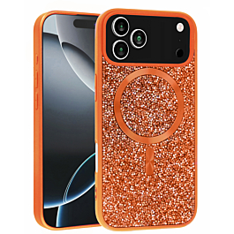 Thin Wireless Charging Bling Diamond Crystal Case - ORANGE  for iPhone  17 PRO (Only Ground Shipping)
