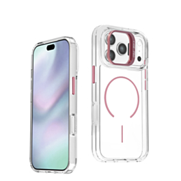 Magnetic Clear Case with Camera Kickstand for iPhone 17 Pro Max (PINK) (Only Ground Shipping)