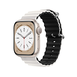iWatch (38/40/41mm) Ocean Band Silicone Sport Strap Band - WHITE & BLACK (Only Ground Shipping)
