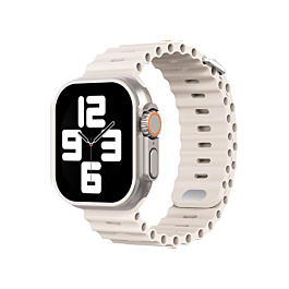 iWatch (38/40/41mm) Ocean Band Silicone Sport Strap Band - WHITE & THE ANTIQUE WHITE (Only Ground Shipping)