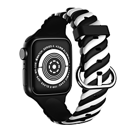 iWatch (38/40/41mm) Braided Colorful Silicone Band - BLACK (Only Ground Shipping)