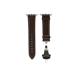 iWatch (38/40/41mm) Deployment Buckle Leather Strap Bnad - BROWN (Only Ground Shipping)