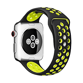 iWatch (42/44/45/49mm) Perforated Silicone Sport Band - BLACK & GREEN (Only Ground Shipping)