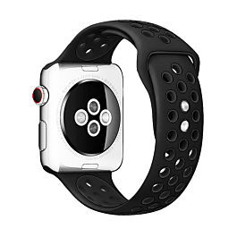 iWatch (42/44/45/49mm) Perforated Silicone Sport Band - BLACK & BLACK (Only Ground Shipping)