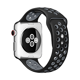 iWatch (38/40/41mm) Perforated Silicone Sport Band - BLACK & GREY (Only Ground Shipping)