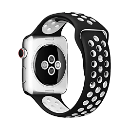 iWatch (38/40/41mm) Perforated Silicone Sport Band - BLACK & WHITE (Only Ground Shipping)