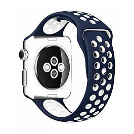 iWatch (38/40/41mm) Perforated Silicone Sport Band - BLUE & WHITE (Only Ground Shipping)