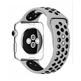 iWatch (38/40/41mm) Perforated Silicone Sport Band - ASH GRAY & BLACK (Only Ground Shipping)