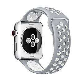 iWatch (38/40/41mm) Perforated Silicone Sport Band - GRAY & WHITE (Only Ground Shipping)