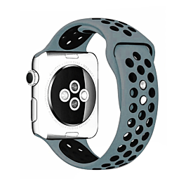 iWatch (42/44/45/49mm) Perforated Silicone Sport Band - NAVY BLUE & BLACK (Only Ground Shipping)