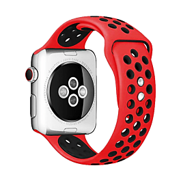 iWatch (42/44/45/49mm) Perforated Silicone Sport Band - RED & BLACK (Only Ground Shipping)